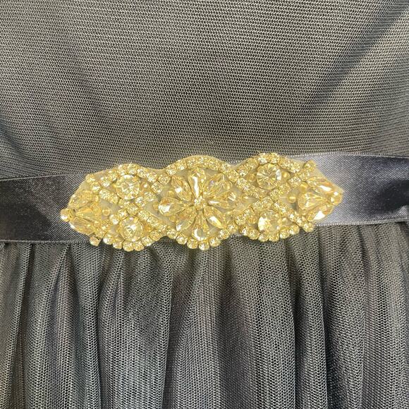 Eliza J Sleeveless Illusion Neckline Belted Cocktail Dress Navy Large - Picture 10 of 12